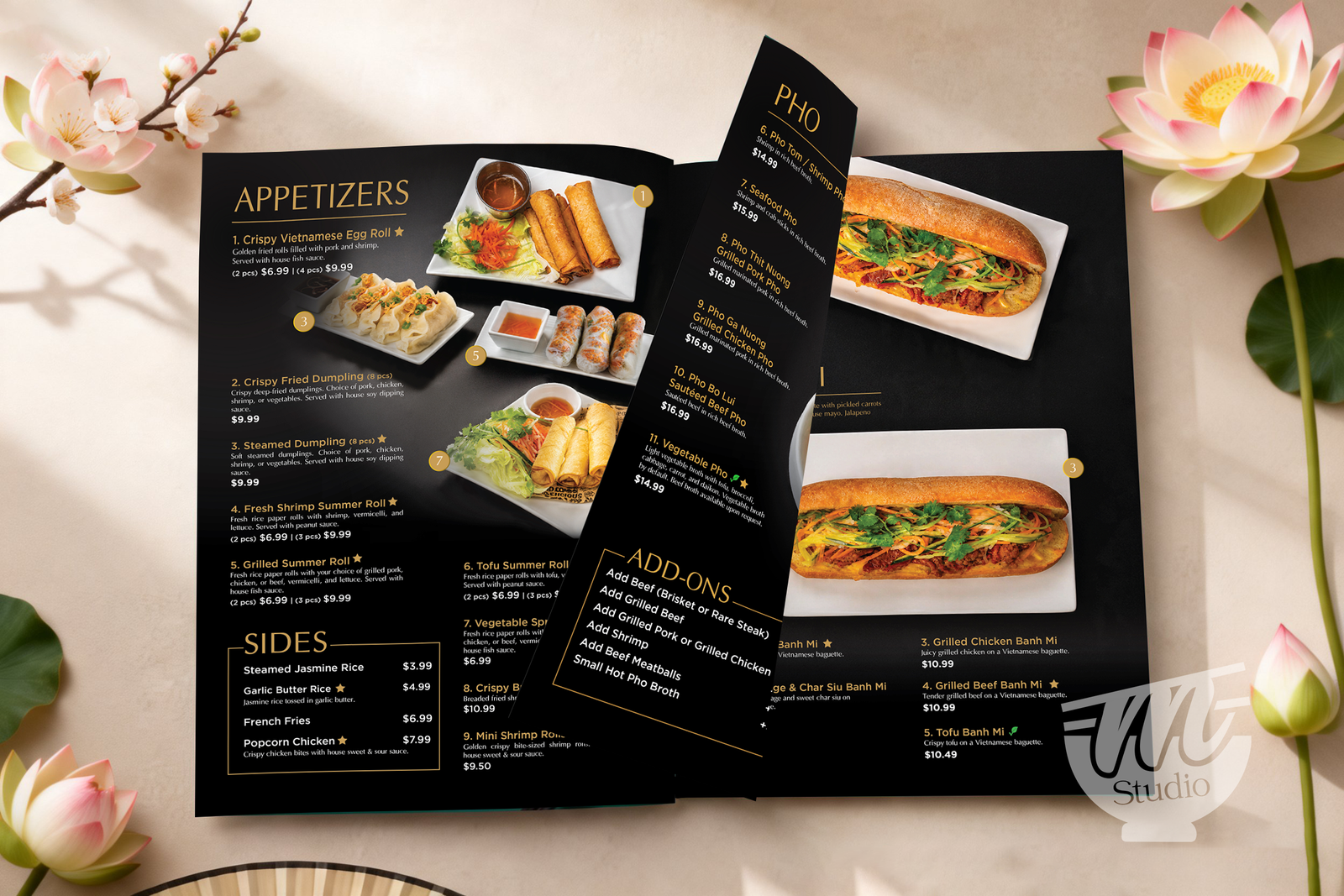 Thiết Kế Menu Phở Nhà Hàng New Saigon Pho tại New York